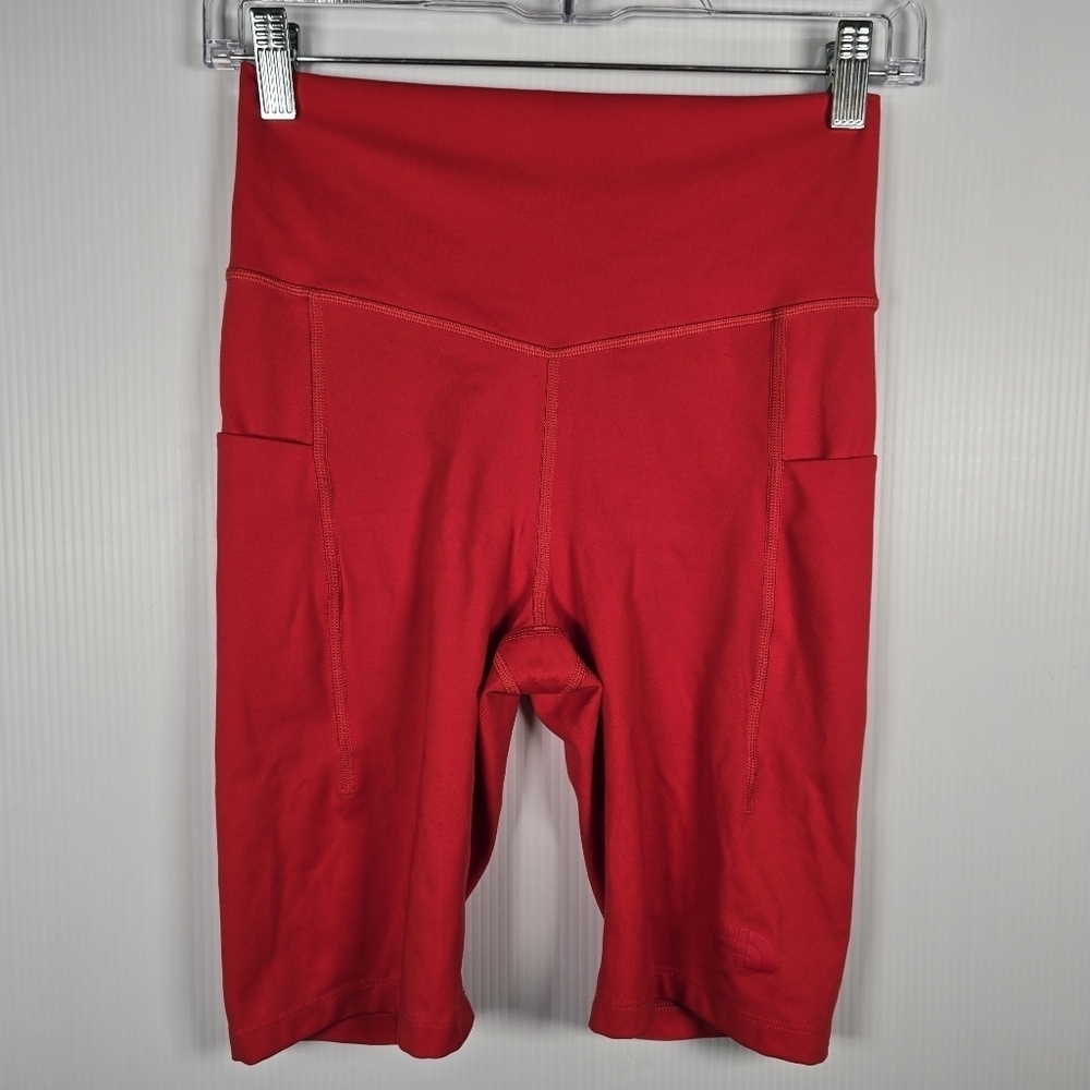The North Face Women's Red Bike Shorts Size M Pockets - Picture 2 of 12